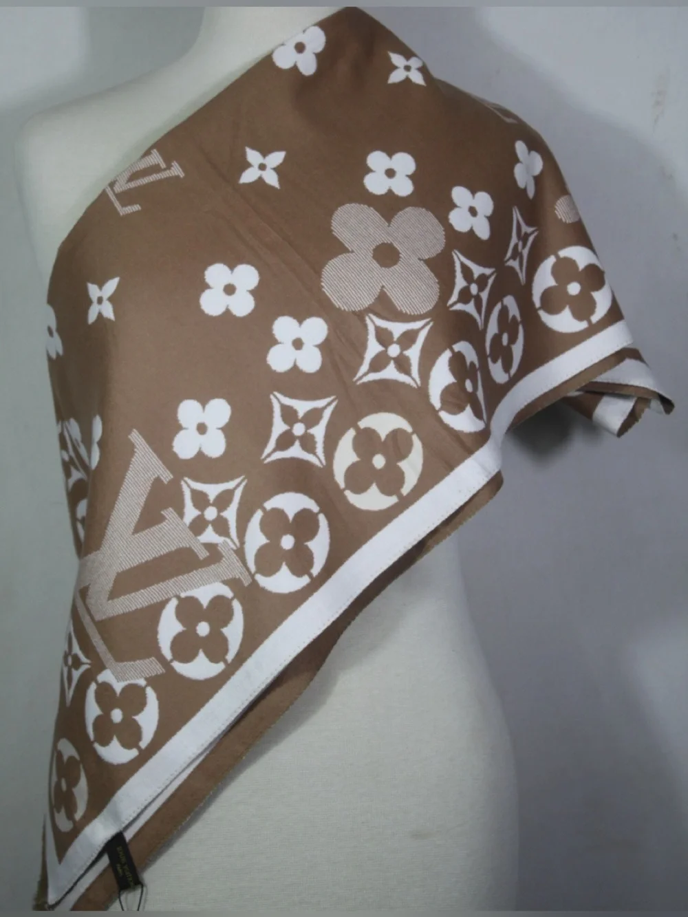Louis Vuitton Brown and White Monogram Shawl Wrap